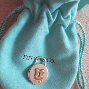 Tiffany & Co. 18K Rose Gold and Sterling Silver Medium Round TCO Lock Charm